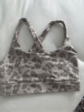 GAP Taupe & Light Gray Leopard-Print Crossback Bralette
